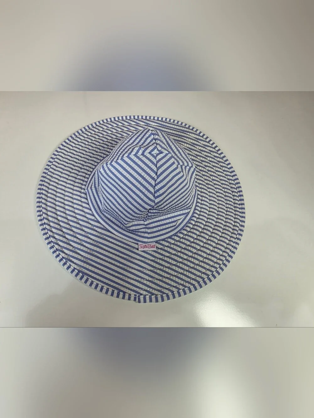 RuffleButts Blue White Stripe Baby Swim Sun Hat 0 12M